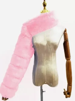 Faux Fur Coats Black No Waistline Asymmetrical Women Coat