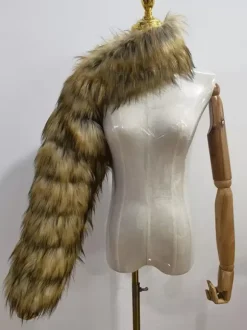 Faux Fur Coats Black No Waistline Asymmetrical Women Coat