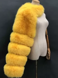 Faux Fur Coats Black No Waistline Asymmetrical Women Coat