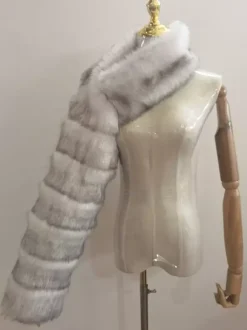 Faux Fur Coats Black No Waistline Asymmetrical Women Coat