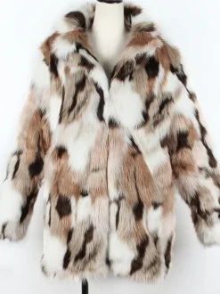 Faux Fur Coats Color Block Women Winter Eco-friendly Fur Coat 2026