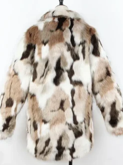 Faux Fur Coats Color Block Women Winter Eco-friendly Fur Coat 2026