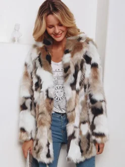 Faux Fur Coats Color Block Women Winter Eco-friendly Fur Coat 2026