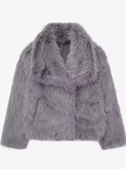 Faux Fur Coats Cozy Winter Women Chic Eco-friendly Fur Jacket In Burgundy