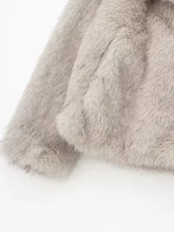 Faux Fur Coats Cozy Winter Women Chic Eco-friendly Fur Jacket In Burgundy