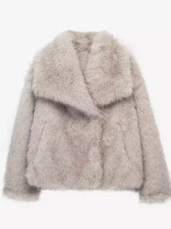 Faux Fur Coats Cozy Winter Women Chic Eco-friendly Fur Jacket In Burgundy