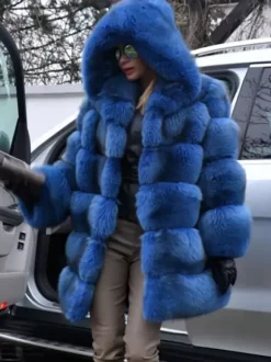 Faux Fur Coat With Hood Casual Winter Midi Jacket For Women 2026