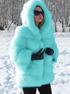 Faux Fur Coat With Hood Warm Winter 2026 Short Plush Eco-friendly Fur Coat For Women