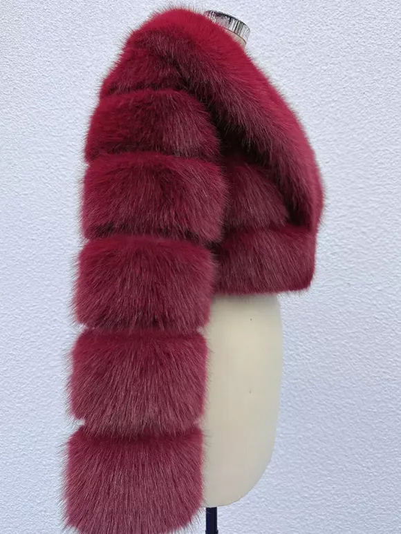 Faux Fur Crop Jacket With Layered Sleeves And Lapel Design For Winter 2026