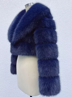 Faux Fur Crop Jacket With Layered Sleeves And Lapel Design For Winter 2026