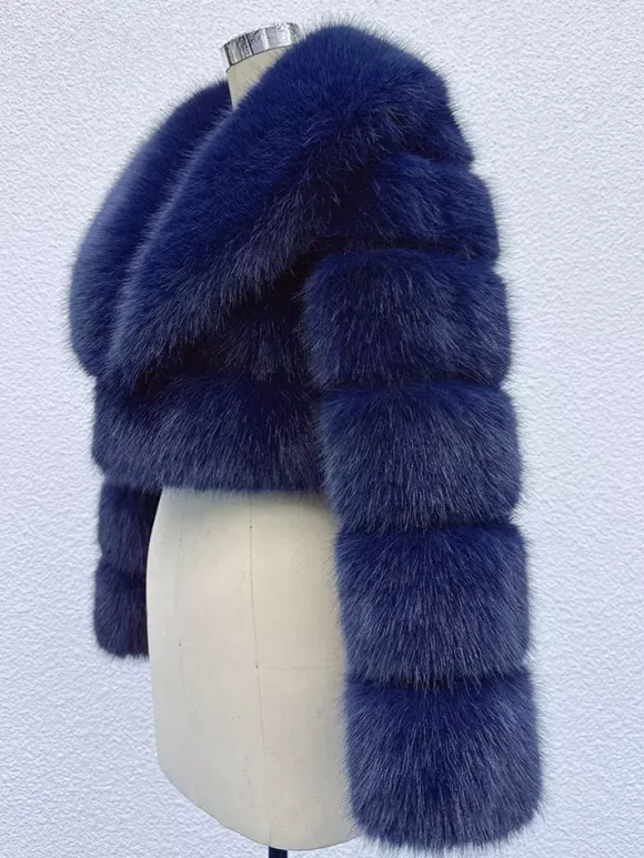 Faux Fur Crop Jacket With Layered Sleeves And Lapel Design For Winter 2026