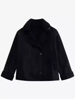 Faux Leather Jacket In Maillard Tones Faux Shearling Lapel Oversized Spring Outerwear For Women 2026