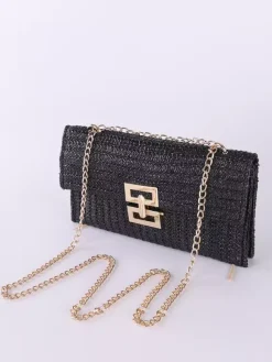 Flap Straw Bag With Chain Multi-compartment Vacation Shoulder Bag For Women 2026