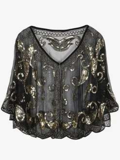 Flapper Girl Cape Retro 1920s fashion Style Great Gatsby Sequin Shawl