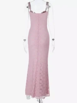 Floral Lace Women's Maxi Dress - Coquette Aesthetic Cami Slip - French Romantic Summer Party Long Gown 2026