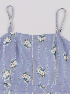 Floral Print Cami Strap Summer Swing Midi Dress For Women 2026