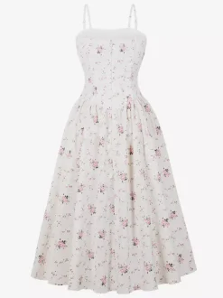 Floral Print Cami Strap Summer Swing Midi Dress For Women 2026