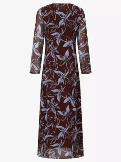 Floral Print Long Sleeve Slim Fit Maxi Bodycon Retro Dress For Women 2026