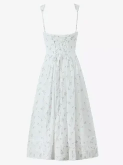 Floral Print Sweetheart Neckline A-line Midi Dress For Summer 2026