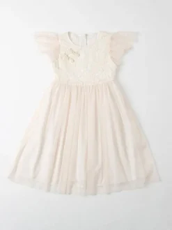 Flower Girl Dresses Jewel Neck Short Sleeves Formal Kids Pageant Dresses