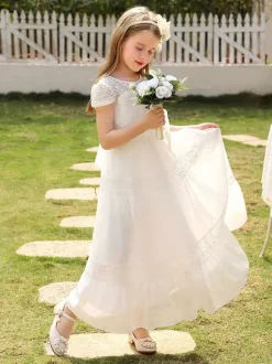 Flower Girl Dresses Wedding Cute Flower Girl Dress Flower Girl Dresses Kids Social Party Dress Short Sleeves Lace