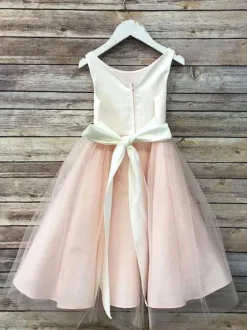 Flower Girl Dresses Champagne Jewel Neck Sleeveless Formal Kids Pageant Dresses