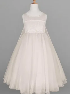 Flower Girl Dresses Champagne Tulle Jewel Neck Sleeveless Sequins Kids Social Party Dresses