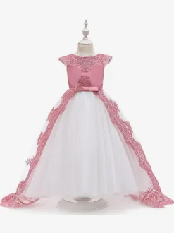 Flower Girl Dresses Champagne Lace Sleeveless Jewel Neck Flower Girl Dresses