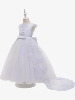 Flower Girl Dresses Champagne Lace Sleeveless Jewel Neck Flower Girl Dresses