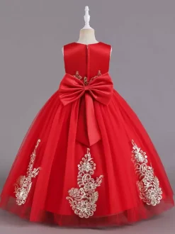 Flower Girl Dresses Green Satin Fabric Sleeveless Jewel Neck Flower Girl Dresses