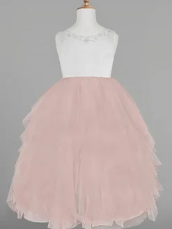 Flower Girl Dresses Ivory Jewel Neck Sleeveless Applique A-Line Kids Party Dresses