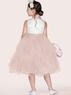 Flower Girl Dresses Ivory Jewel Neck Sleeveless Applique A-Line Kids Party Dresses