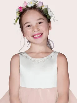 Flower Girl Dresses Ivory Jewel Neck Sleeveless Applique A-Line Kids Party Dresses