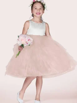 Flower Girl Dresses Ivory Jewel Neck Sleeveless Applique A-Line Kids Party Dresses