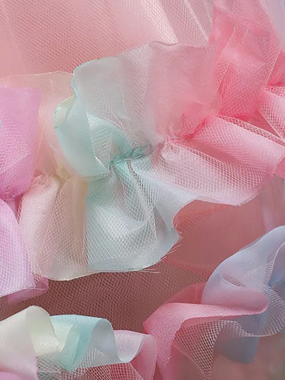 Flower Girl Dresses Pink Jewel Neck Sleeveless Bows Flowers Tulle Cotton Formal Kids Pageant Dresses