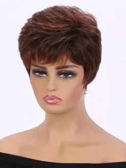 Fluffy Short Hair With Bangs Daily Synthetic Wig For Women 2026