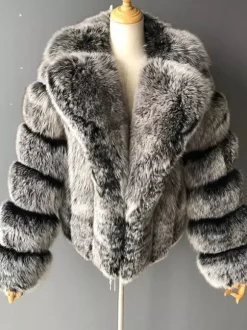 Fluffy Faux Fur Short Coat With Lapel Eco-friendly Winter Jacket For Women 2026