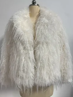 Fringed Faux Fur Coats Notched Lapel Eco-friendly Winter Jacket For Women 2026