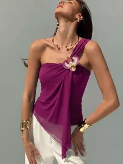 Fuchsia Cami Top Flowers Casual Women Camis