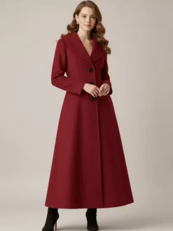 Full Length Woolen Coat With Shawl Collar For Women 2026