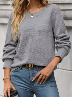 Geometric Textured Top With Puff Sleeves For Women 2026