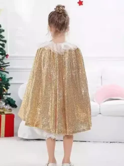 Girl's Christmas Gold Cloak Christmas Holidays Costumes