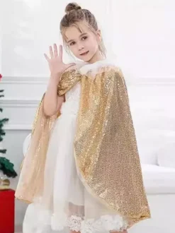 Girl's Christmas Gold Cloak Christmas Holidays Costumes