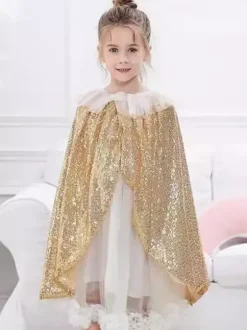 Girl's Christmas Gold Cloak Christmas Holidays Costumes