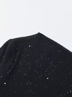 Glitter One Shoulder Maxi Dress For Women - Black Sparkly High Slit Slim Fit Gown - Spring Gala Prom Party Outfits 2026