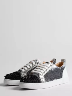 Glitter Skate Sneakers Round Toe Studed Lace Up Casual Shoes