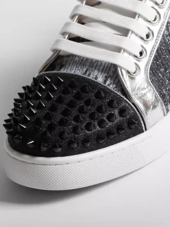 Glitter Skate Sneakers Round Toe Studed Lace Up Casual Shoes