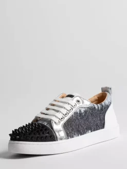 Glitter Skate Sneakers Round Toe Studed Lace Up Casual Shoes