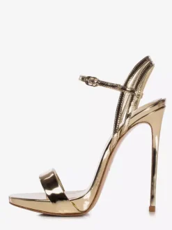 Gold High Heel Sandals Metallic Open Toe High Heel Prom Shoes