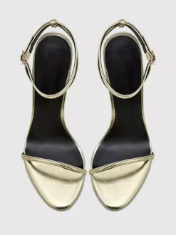 Gold High Heel Sandals Open Toe Stiletto Heel Party Shoes